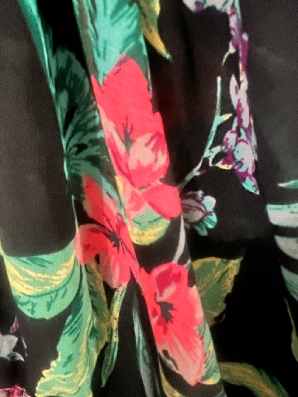 Blush Black Tropical Floral Wrap Blouse Resortwear Vacation Cruise Plus Sz 3x - Picture 6 of 8